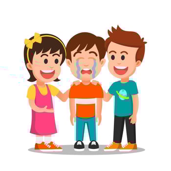 Two children tried to comfort their crying friend vector