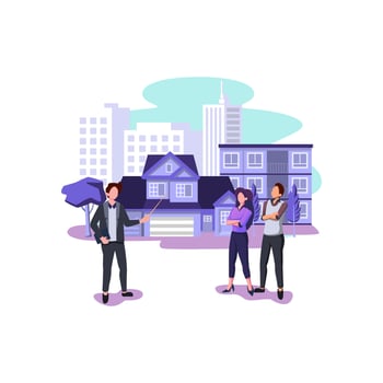 exchange of living space presentation vector flat style illustration design