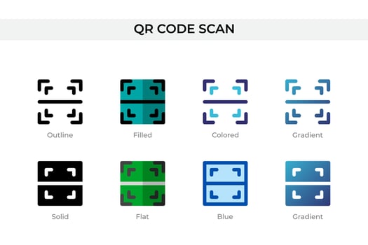 Qr Code Scan icon in different style. Qr Code Scan vector icons designed in outline, solid, colored, filled, gradient, and flat style. Symbol, logo illustration. Vector illustration