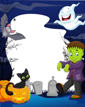 Cartoon halloween background with blank space vector