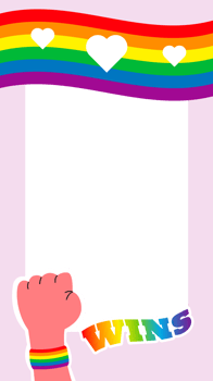 Pride frame stories. LGBT symbols. Love, heart, flag in rainbow colours, Gay, lesbian parade, template png