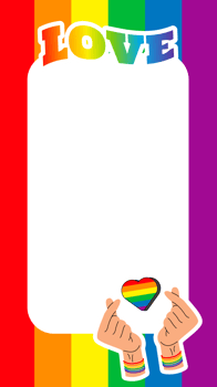 Pride frame stories. LGBT symbols. Love, heart, flag in rainbow colours, Gay, lesbian parade, template png