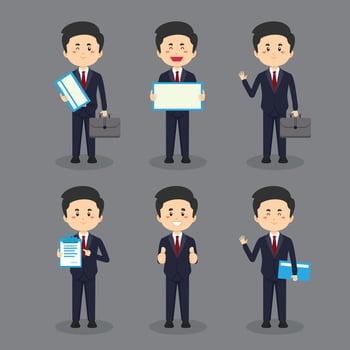 Businessman with Various Poses Expressions vector