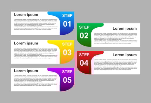 5 step infographic template with full color. designs for banners, presentations and more. vector