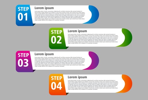 4 stages of infographic elements in full color. designs for banners, presentations and more. vector