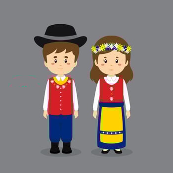 Couple Character Wearing Sweden National Dress vector