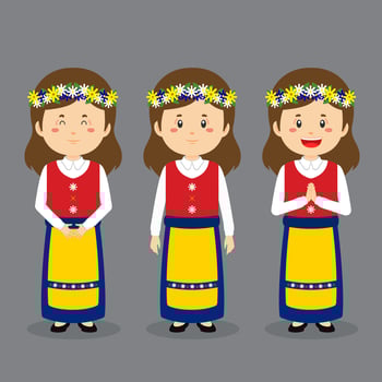 Sweden Character with Various Expression vector