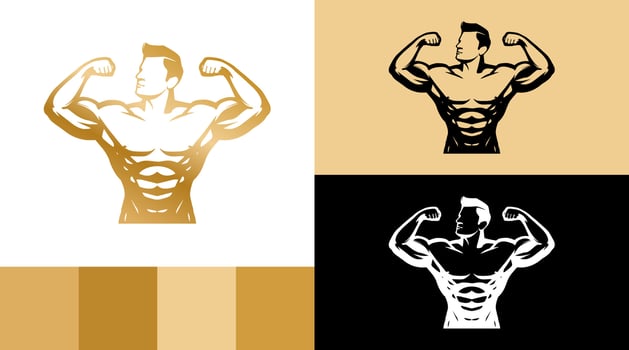 Fitness Muscle Training Body Logo Design Concept vector