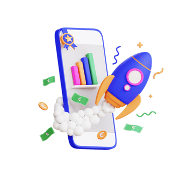 3D rocket business illustration png