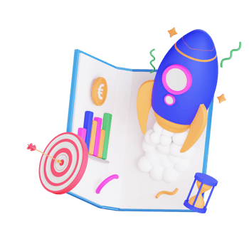 3D rocket business illustration png