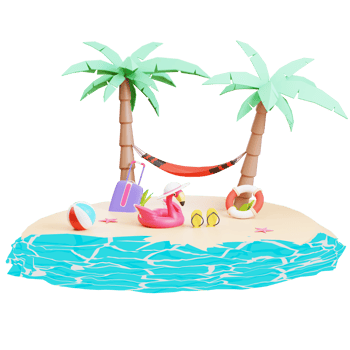 Summer sale banner template with 3d illustration png