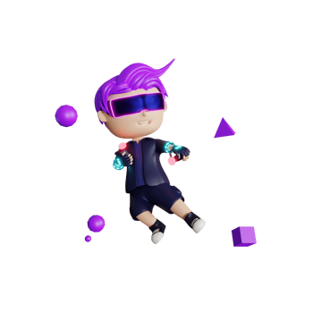 3d cute boy play with vr metaverse illustration png
