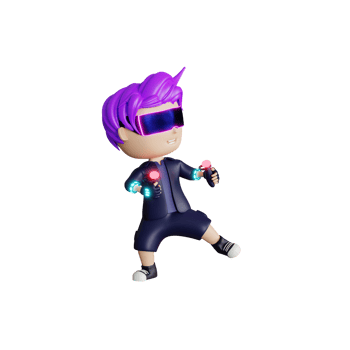 3d cute man play vr in metaverse illustration png