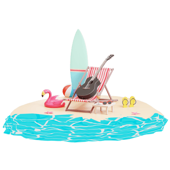 Summer sale banner template with 3d illustration png