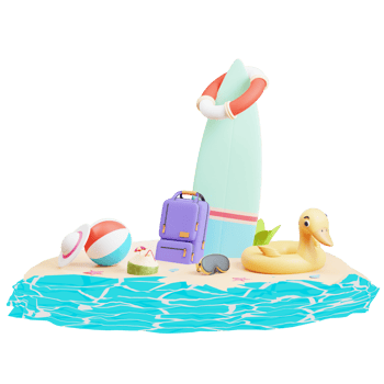 Summer sale banner template with 3d illustration png