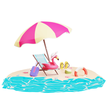 Summer sale banner template with 3d illustration png