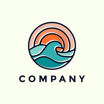 Modern coastal logo illustration design vector