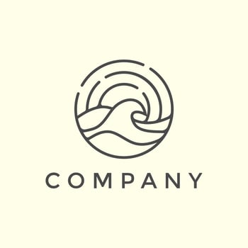 Minimalist line art coastal logo illustration design vector