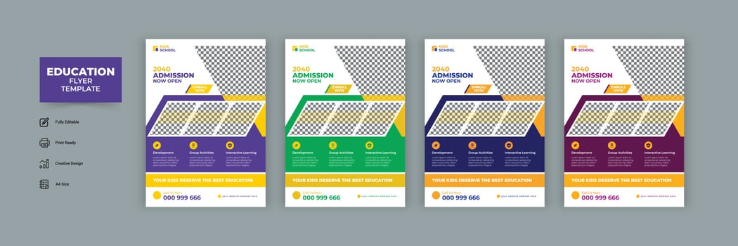 Kids School education admission Flyer and back to school admission flyer template Design. vector
