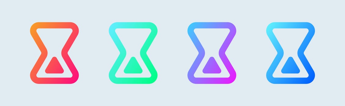 Hourglass icon in gradient colors. Vintage sandglass timer vector illustration.