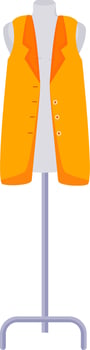 Sewing mannequin with orange jacket semi flat color vector object