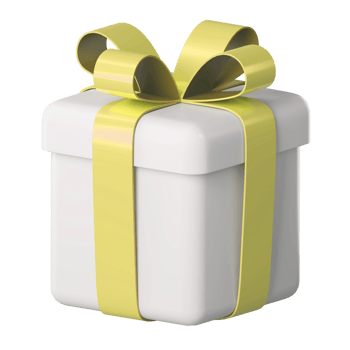 Realistic 3d white gift box with golden glossy ribbon bow isolated on transparent background. 3d render isometric modern holiday surprise box. Realistic icon for present, birthday or wedding banners png
