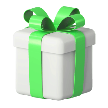 Realistic 3d white gift box with green glossy ribbon bow isolated on transparent background. 3d render isometric modern holiday surprise box. Realistic icon for present, birthday or wedding banners png