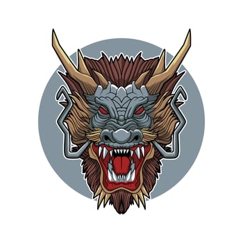 oriental flame dragon vector illustration design