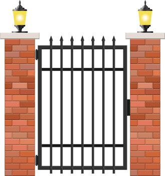 Brick and steel gate clip art png
