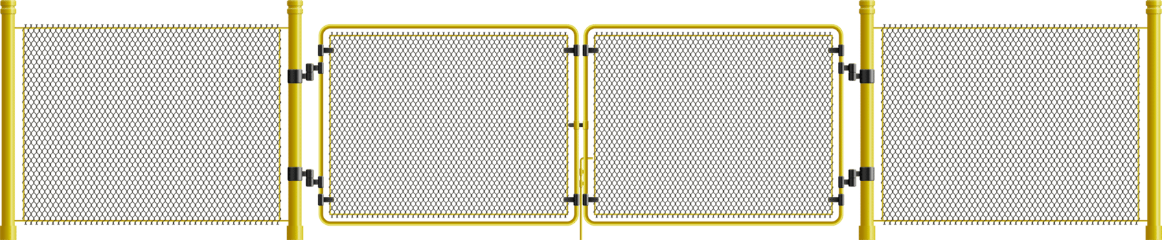 Metal wire fence and gate in realistic style png