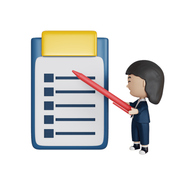 3d rendering cute businesswoman with report png