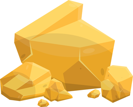 Gold stones and boulders in cartoon style png