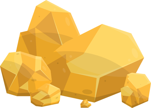 Gold stones and boulders in cartoon style png
