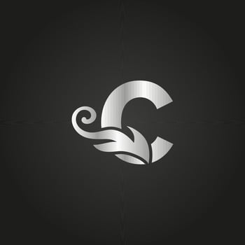 silver luxury letter C logo. C logo with graceful style vector file.