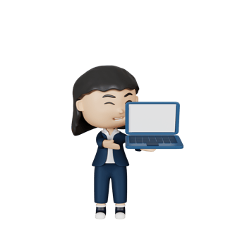 3d rendering cute businesswoman bring a laptop png
