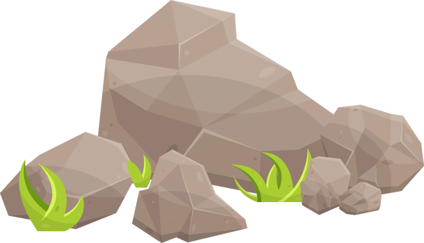 Rock stones and boulders in cartoon style png