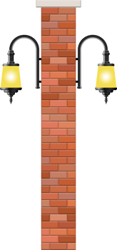 Vintage street lamp made from bricks and steel png