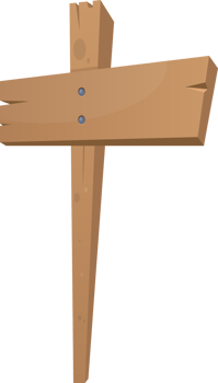 Wooden sign board in cartoon style png