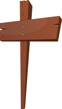 Wooden sign board in cartoon style png