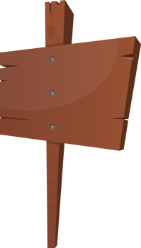 Wooden sign board in cartoon style png