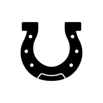 Horseshoe Black Silhouette Icon. Horse Shoe Hoof Retro Steel Glyph Pictogram. Lucky Fortune Flat Symbol. Good Luck Casino Playing Game Gambling Jackpot Talisman Mark. Isolated Vector Illustration.