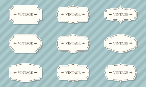 Collection of Vintage Frames. Elegant Retro Frames for Decorative Design. et of Template Vintage Victorian Borders on Pattern Background. Isolated Vector Illustration.