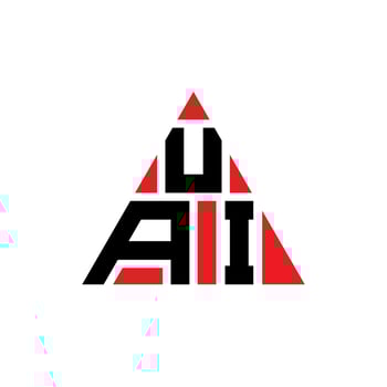 UAI triangle letter logo design with triangle shape. UAI triangle logo design monogram. UAI triangle vector logo template with red color. UAI triangular logo Simple, Elegant, and Luxurious Logo.