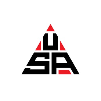 USA triangle letter logo design with triangle shape. USA triangle logo design monogram. USA triangle vector logo template with red color. USA triangular logo Simple, Elegant, and Luxurious Logo.