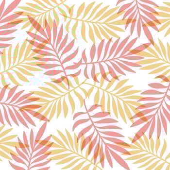 Simple Tropical Leaves Background. Abstract Backdrop With Overlaying Palm Leaves of Red and Orange Color. Summer Exotic Wallpaper Vector. vector