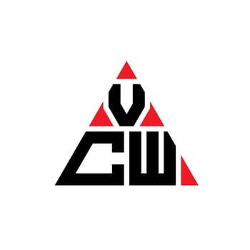 VCW triangle letter logo design with triangle shape. VCW triangle logo design monogram. VCW triangle vector logo template with red color. VCW triangular logo Simple, Elegant, and Luxurious Logo.
