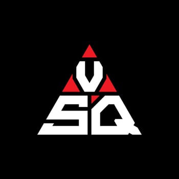 VSQ triangle letter logo design with triangle shape. VSQ triangle logo design monogram. VSQ triangle vector logo template with red color. VSQ triangular logo Simple, Elegant, and Luxurious Logo.