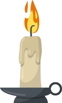 Candle with fire. flame with wick. Wax object for lighting. vector