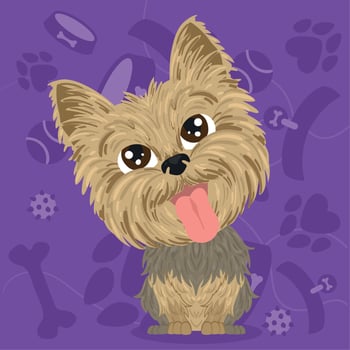 Isolated cute schnauzer dog character on a pet toys background Vector