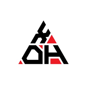 XOH triangle letter logo design with triangle shape. XOH triangle logo design monogram. XOH triangle vector logo template with red color. XOH triangular logo Simple, Elegant, and Luxurious Logo.